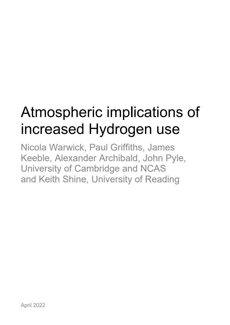 수소 사용 증가가 대기에 미치는 영향 (Atmospheric implications of increased Hydrogen use)