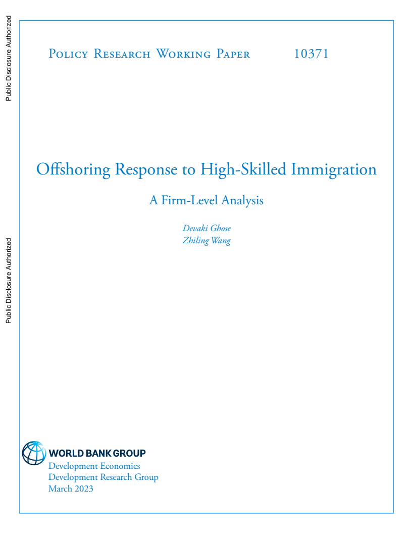 고급기술 보유 이민자 해외 진출 대응 : 기업 차원의 분석 (Offshoring Response to High-Skilled Immigration: A Firm-Level Analysis) 보고서 표지
