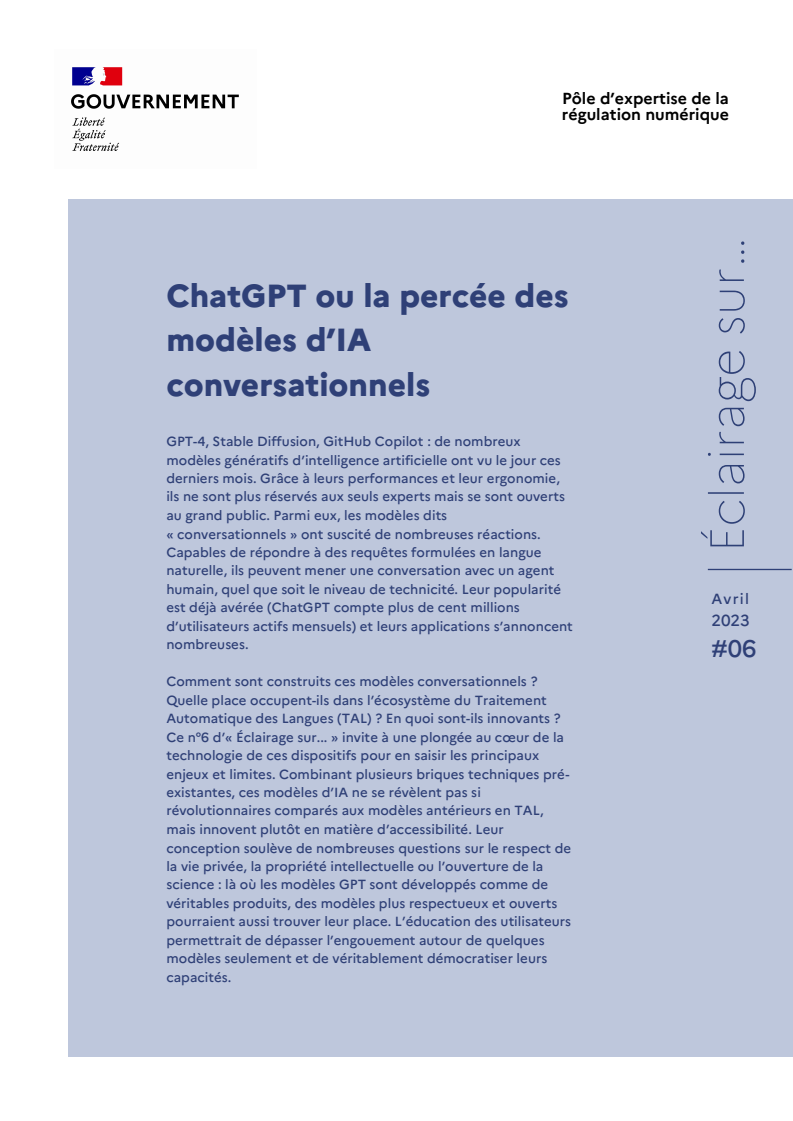 챗GPT 혹은 대화형 인공지능(AI) 모델의 성공 (ChatGPT ou la percée des modèles d’IA conversationnels)(2023)