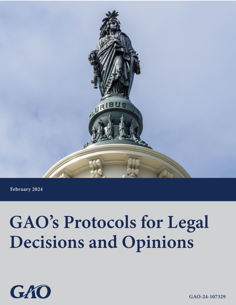 회계감사원의 법적 결정 및 의견에 대한 프로토콜 (GAO´s Protocols for Legal Decisions and Opinions) 표지
