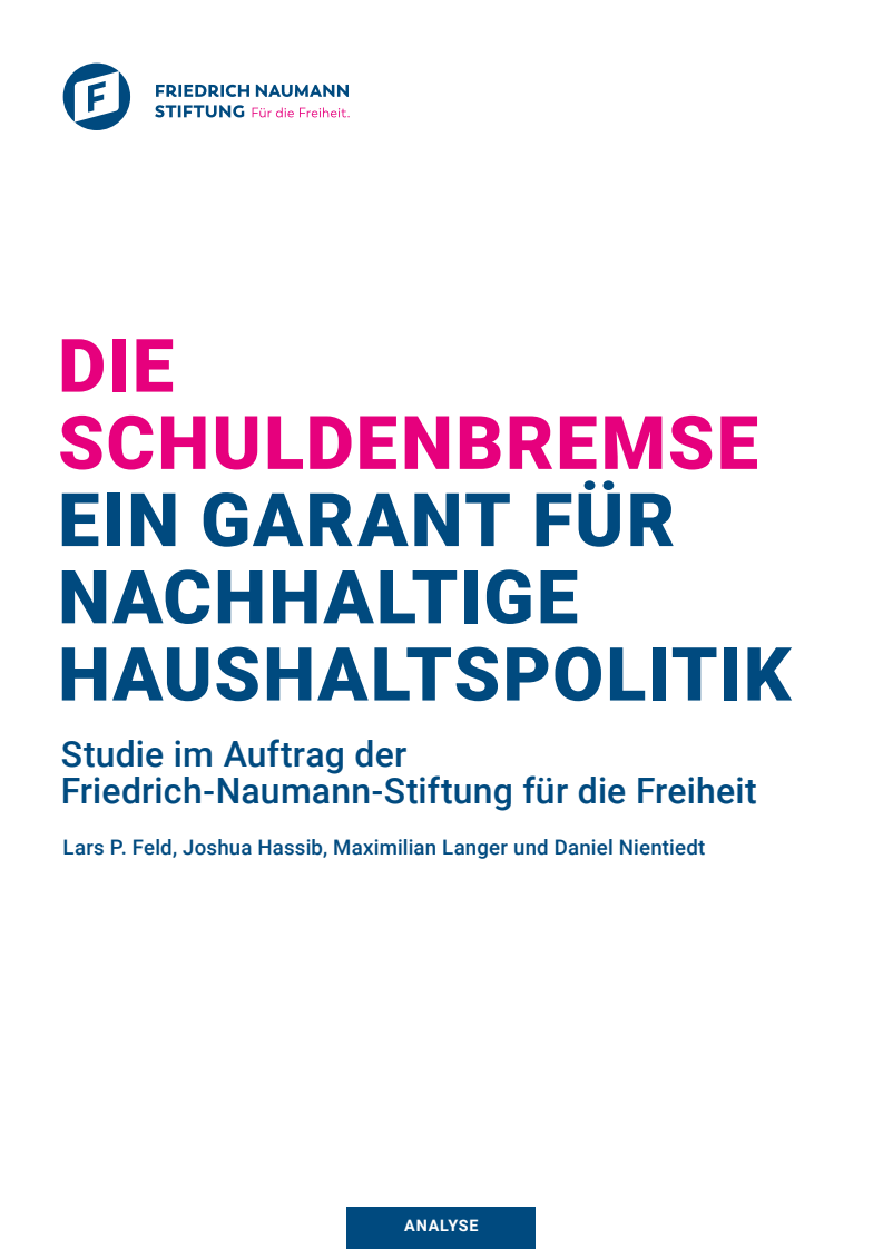 지속가능한 예산정책을 보장하는 부채 제동장치 (Die Schuldenbremse： Ein Garant für nachhaltige Haushaltspolitik) 보고서 표지