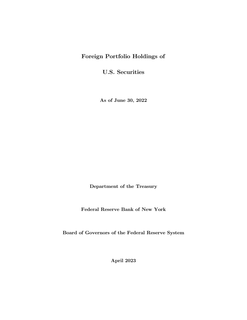 Foreign Portfolio Holdings of U.S. Securities