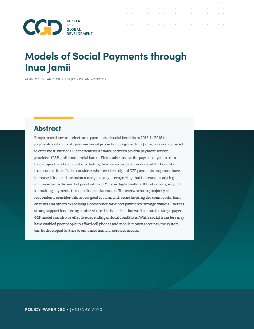 Models of Social Payments through Inua Jamii
