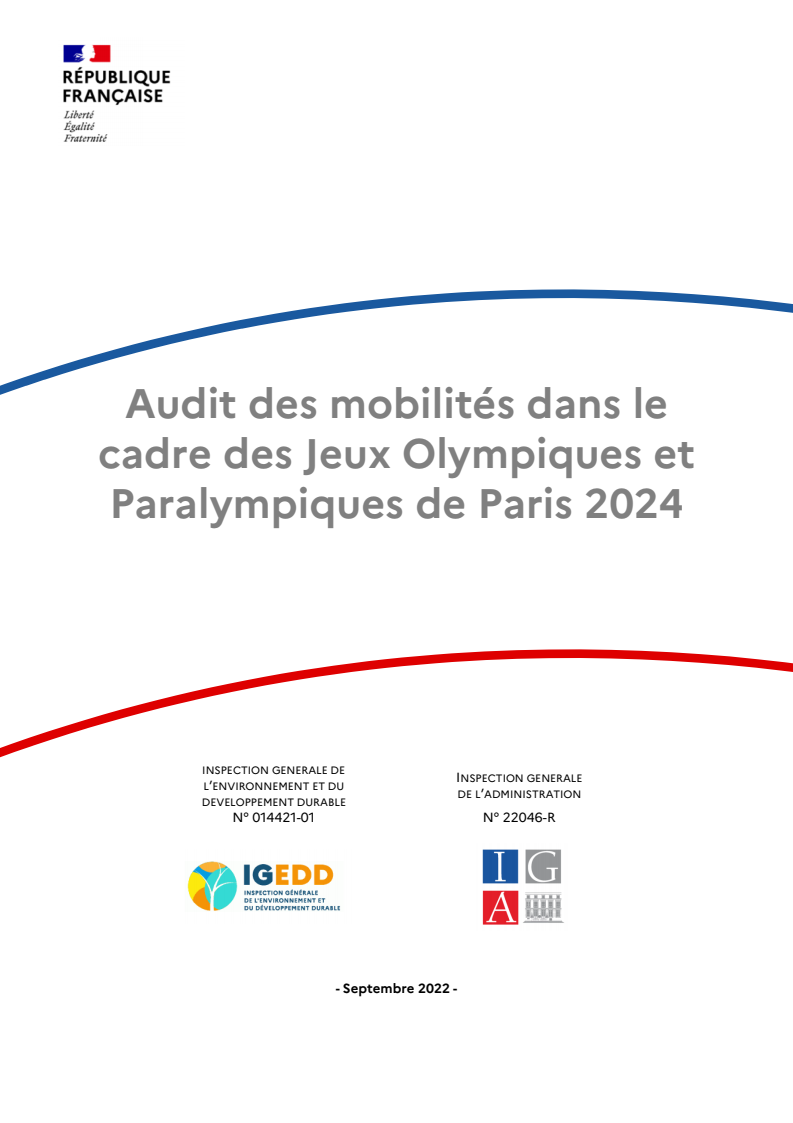 Audit des mobilités dans le cadre des Jeux Olympiques et Paralympiques de Paris 2024
