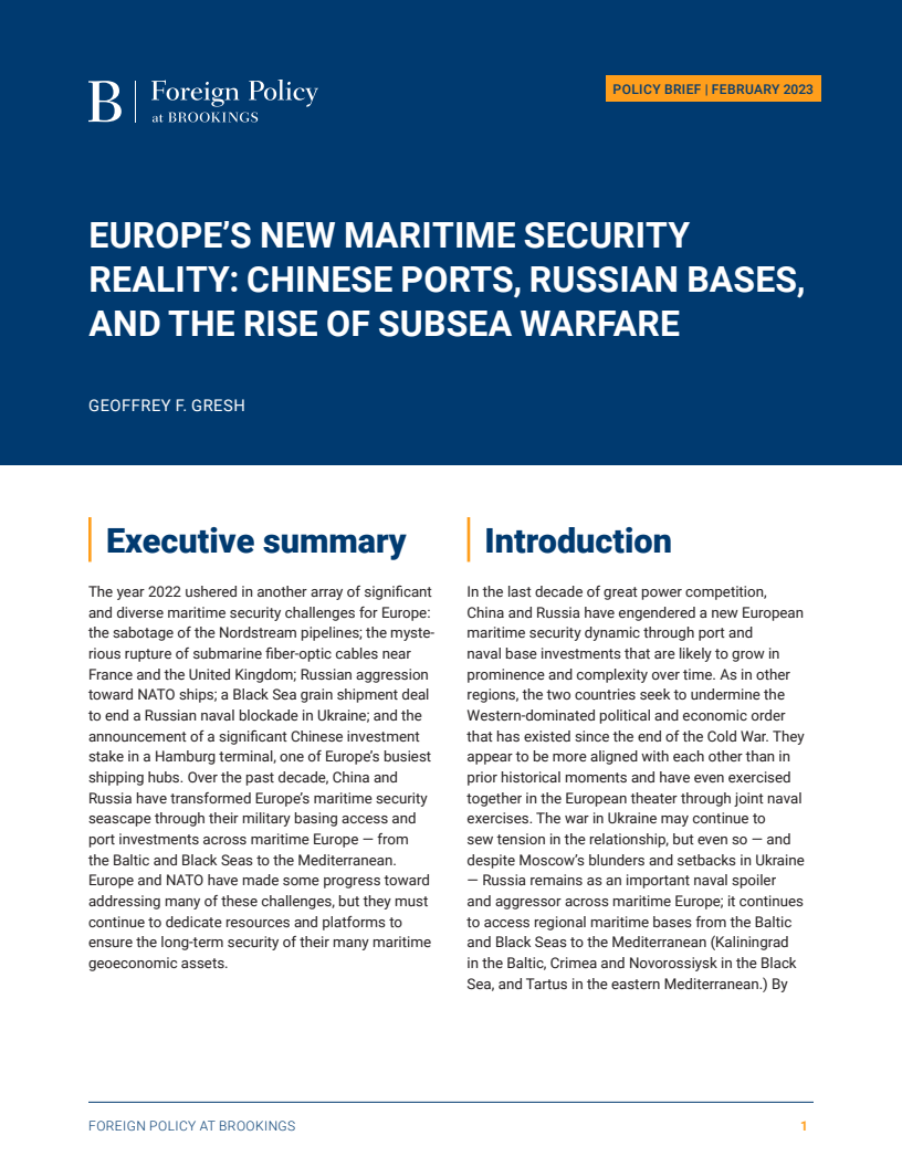 Europe's new maritime security reality: Chinese ports, Russian bases, and the rise of subsea warfare