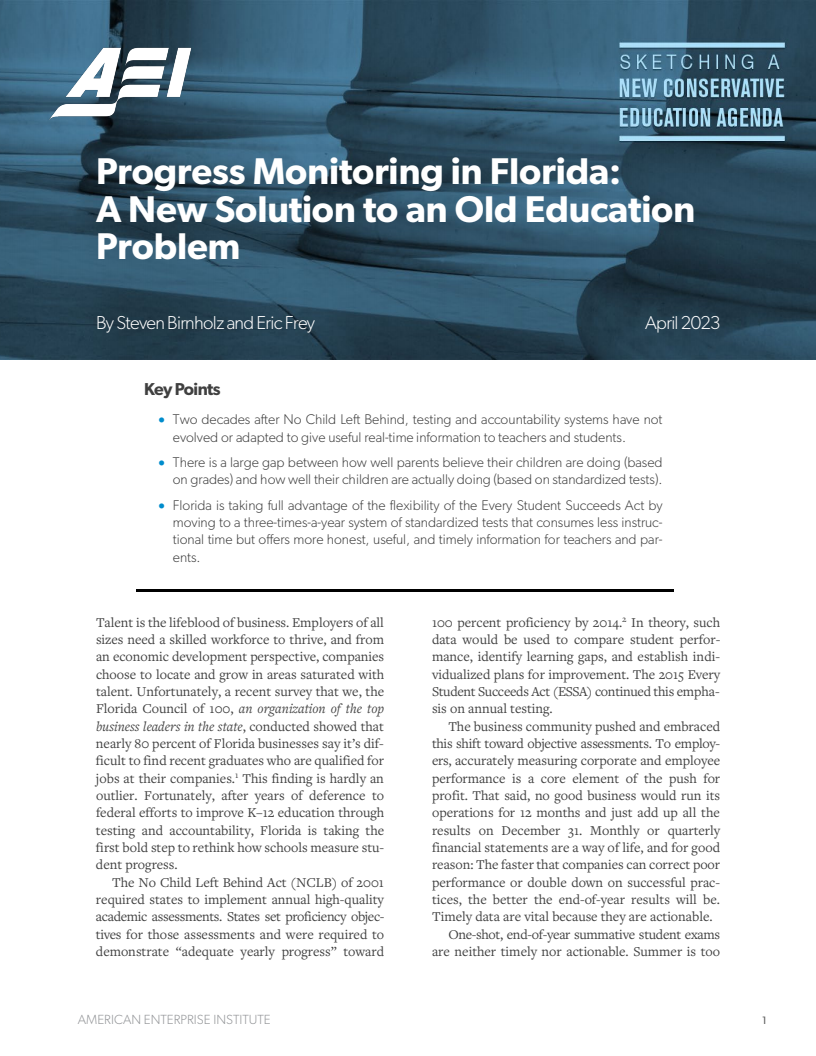 Progress Monitoring in Florida: A New Solution to an Old Education Problem