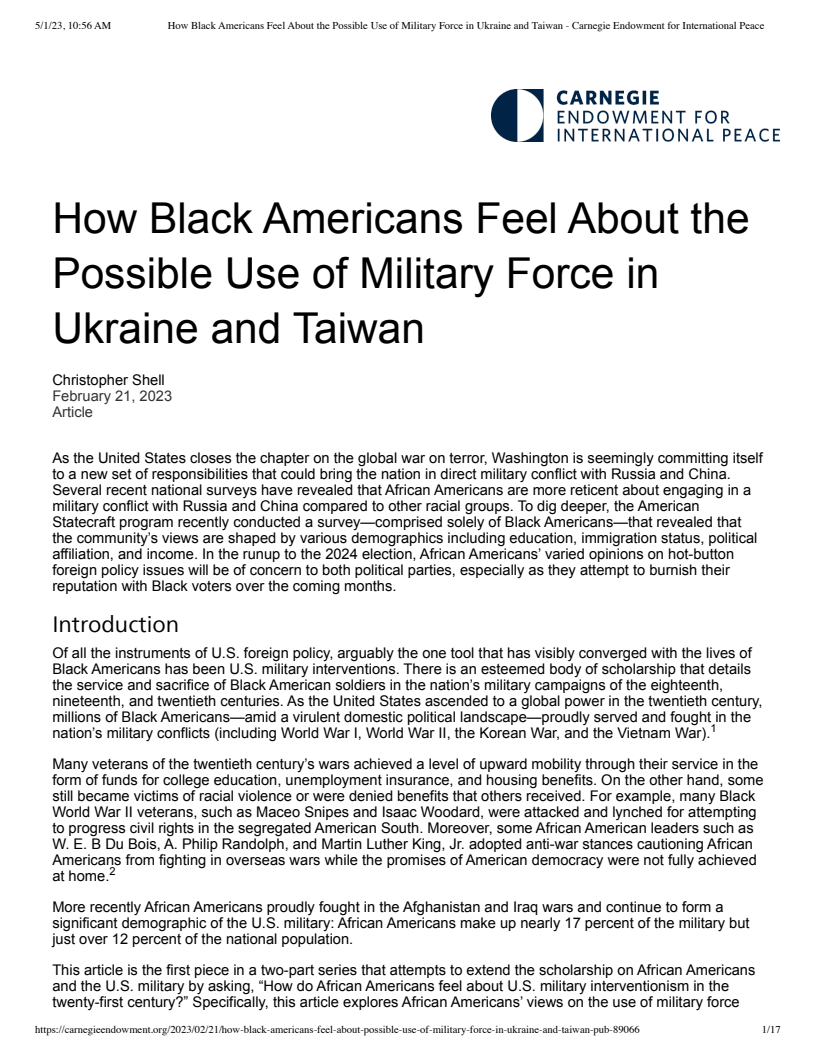 How Black Americans Feel About the Possible Use of Military Force in Ukraine and Taiwan
