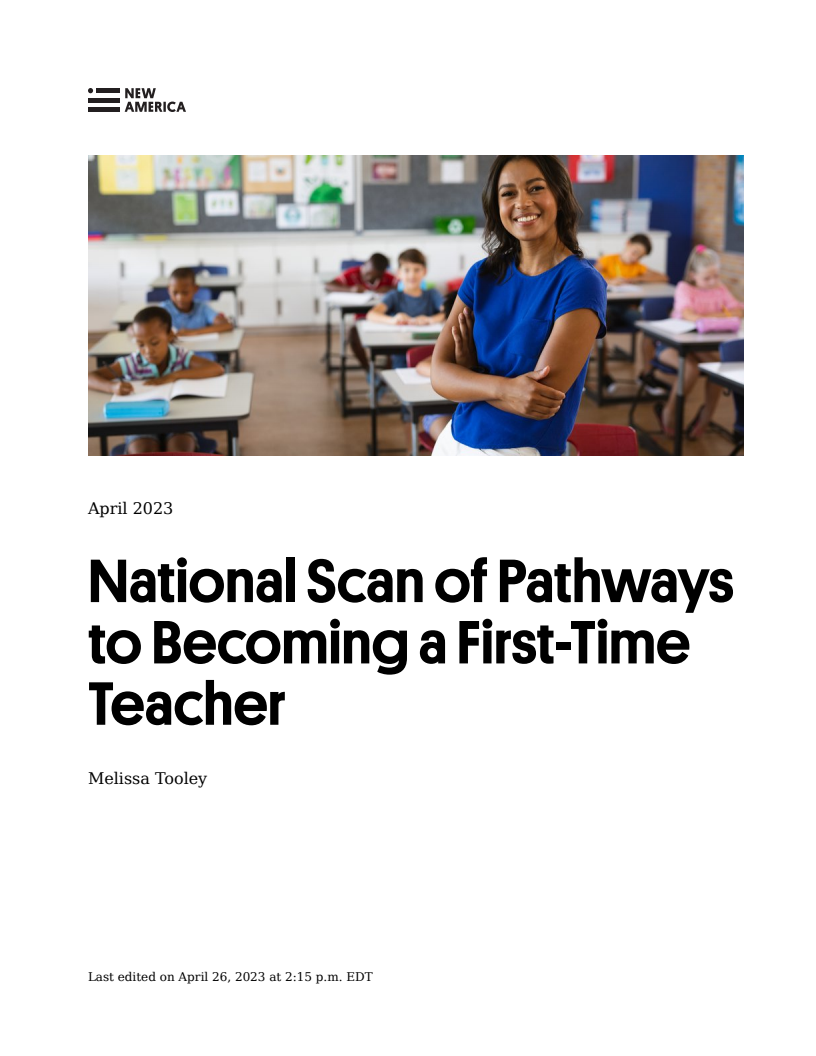National Scan of Pathways to Becoming a First-Time Teacher