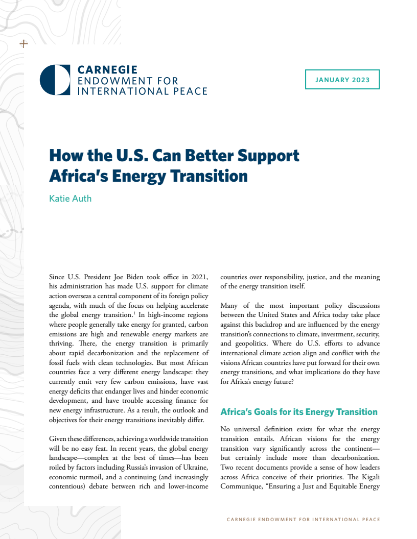 How the U.S. Can Better Support Africa's Energy Transition