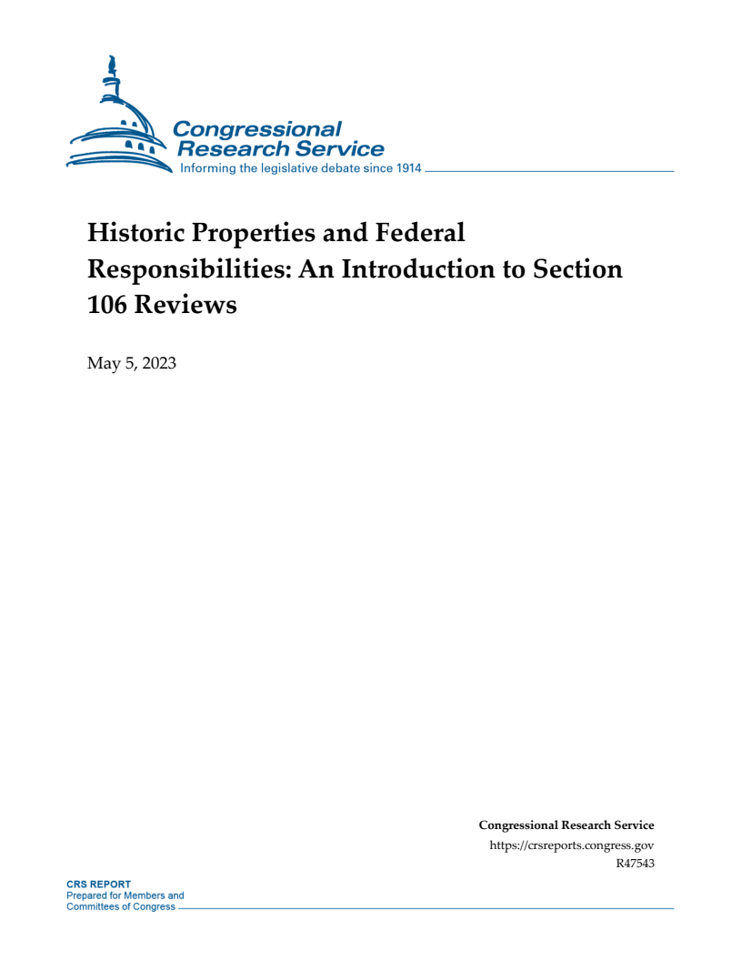 Historic Properties and Federal Responsibilities: An Introduction to Section 106 Reviews