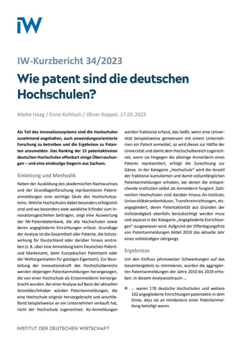 Wie patent sind die deutschen Hochschulen?