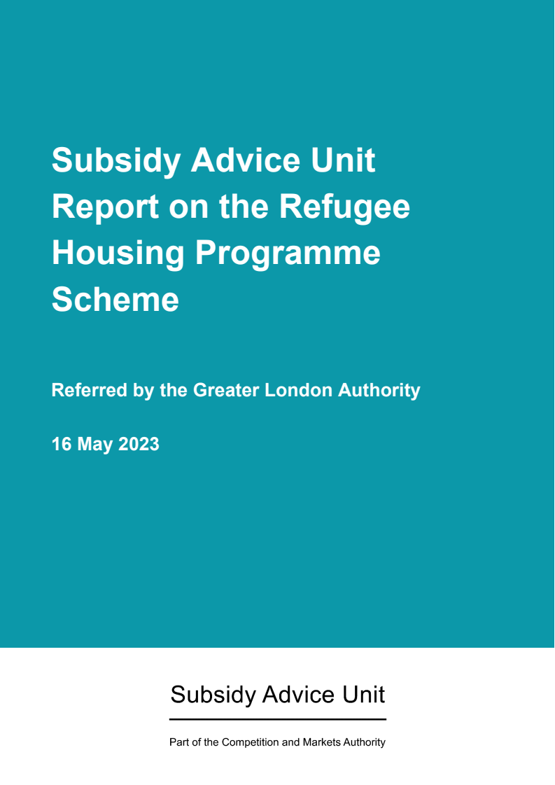 Subsidy Advice Unit Report on the Refugee Housing Programme Scheme