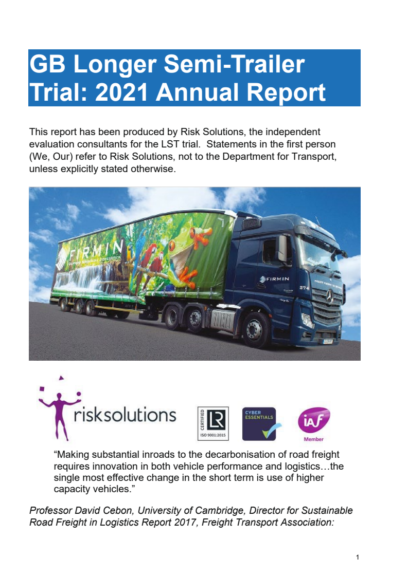 GB Longer Semi-Trailer Trial: 2021 Annual Report
