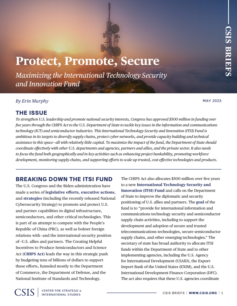 Protect, Promote, Secure: Maximizing the International Technology Security and Innovation Fund