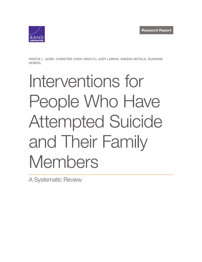 Interventions for People Who Have Attempted Suicide and Their Family Members: A Systematic Review