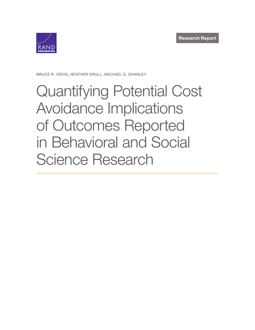 Quantifying Potential Cost Avoidance Implications of Outcomes Reported in Behavioral and Social Science Research