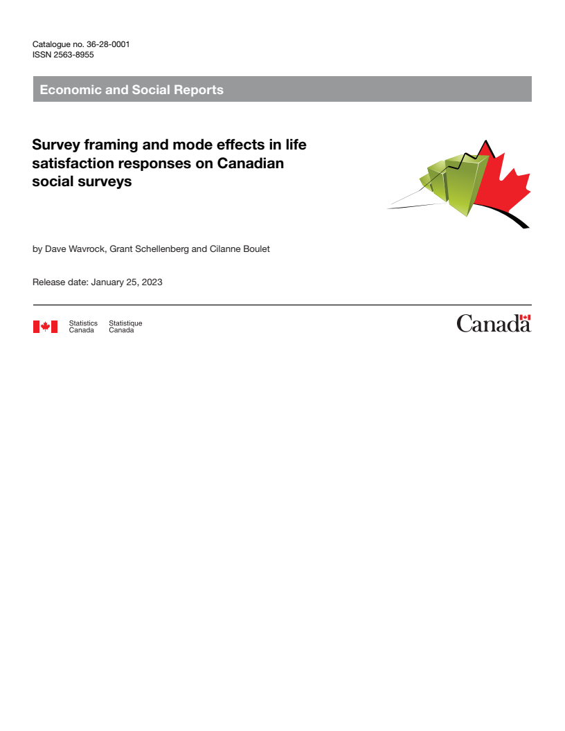 Survey framing and mode effects in life satisfaction responses on Canadian social surveys