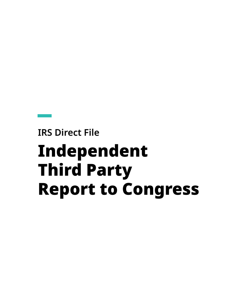 IRS Direct File: Independent Third Party Report to Congress