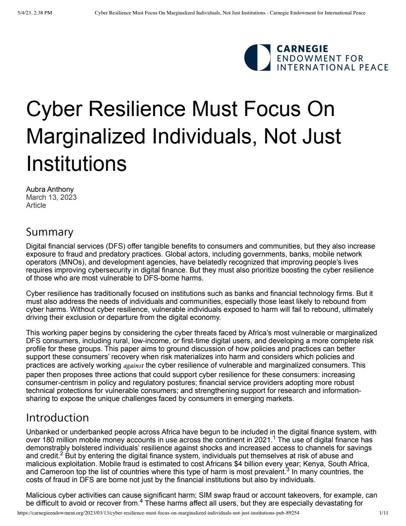 Cyber Resilience Must Focus On Marginalized Individuals, Not Just Institutions