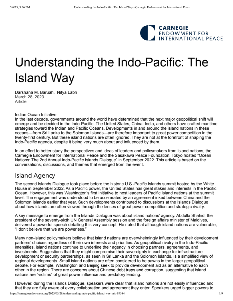 Understanding the Indo-Pacific: The Island Way