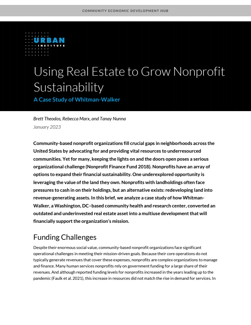 Using Real Estate to Grow Nonprofit Sustainability: A Case Study of Whitman-Walker