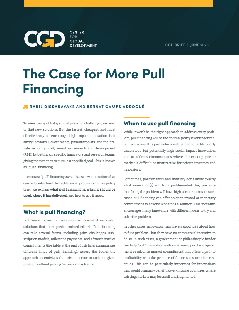 The Case for More Pull Financing