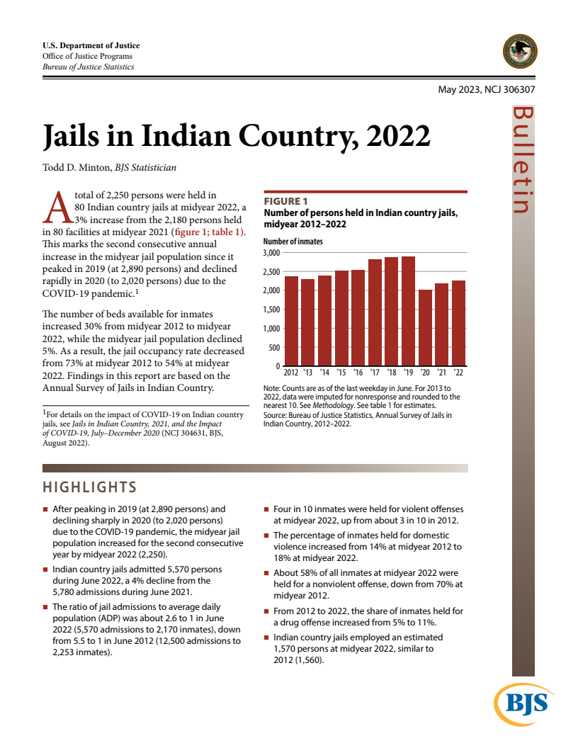 Jails in Indian Country, 2022