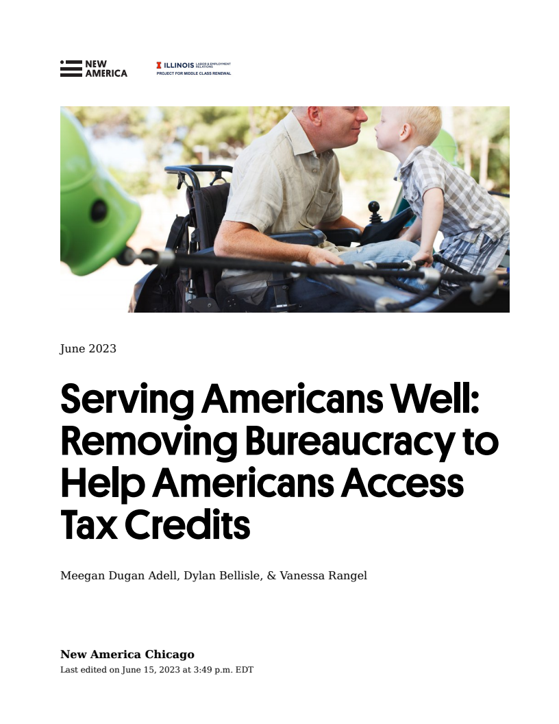 Serving Americans Well - Removing Bureaucracy to Help Americans Access Tax Credits