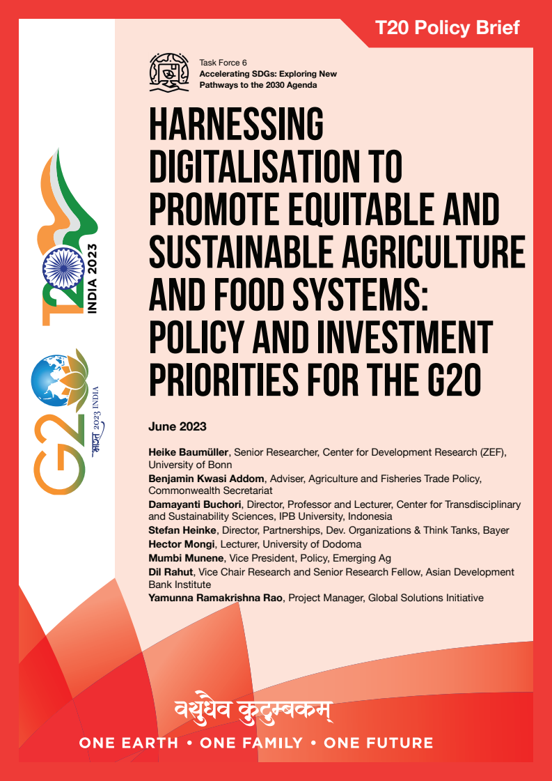 Harnessing Digitalisation to Promote Equitable and Sustainable Agriculture and Food Systems: Policy and Investment Priorities for the G20