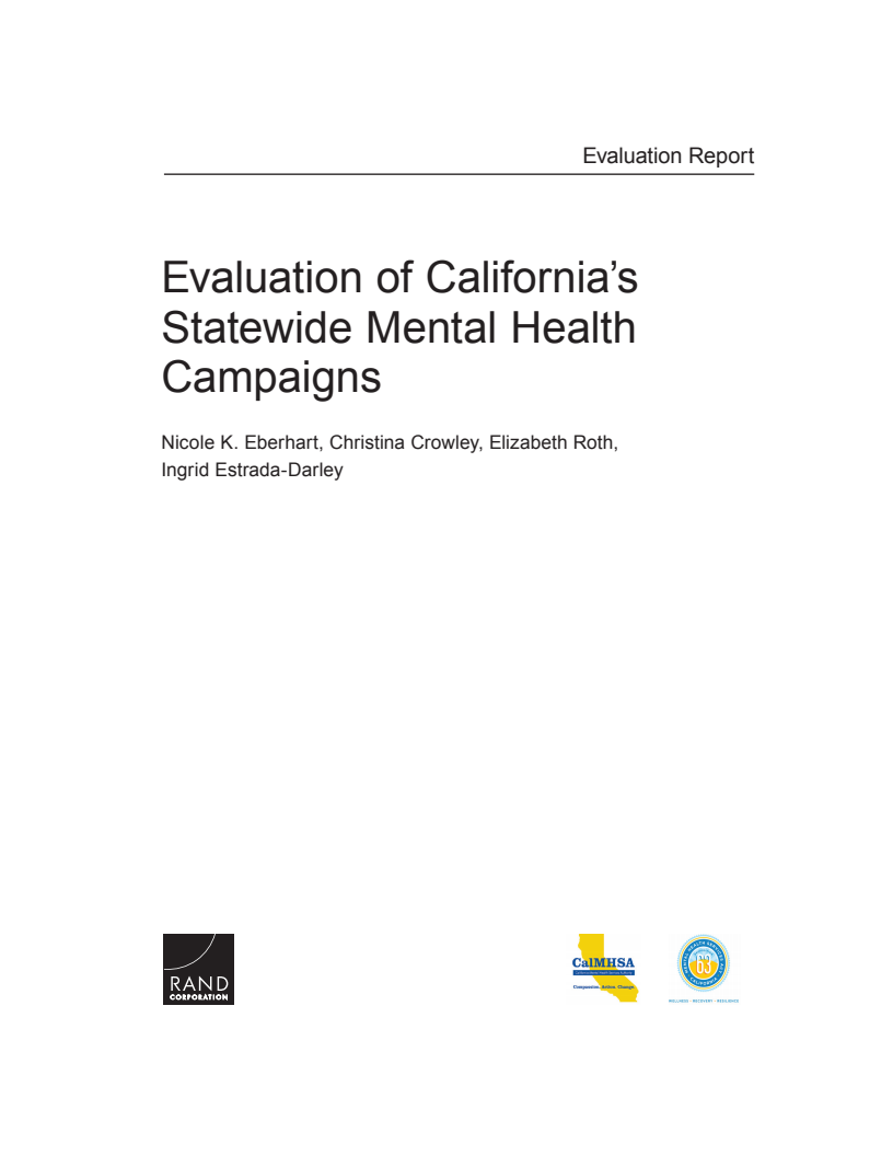 Evaluation of California's Statewide Mental Health Campaigns
