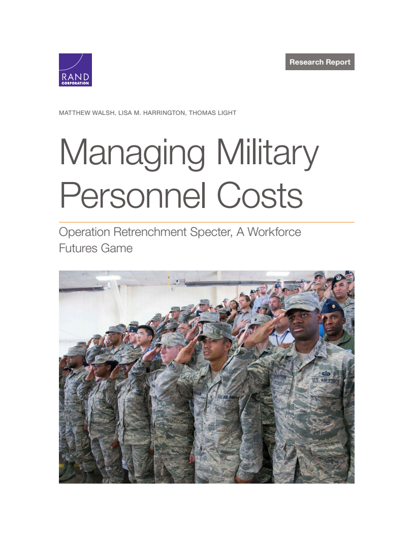 Managing Military Personnel Costs: Operation Retrenchment Specter, A Workforce Futures Game