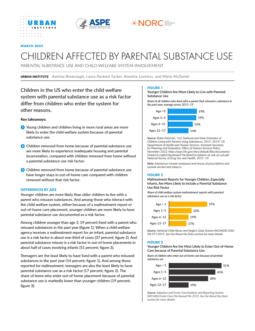 Parental Substance Use and Child Welfare System Involvement