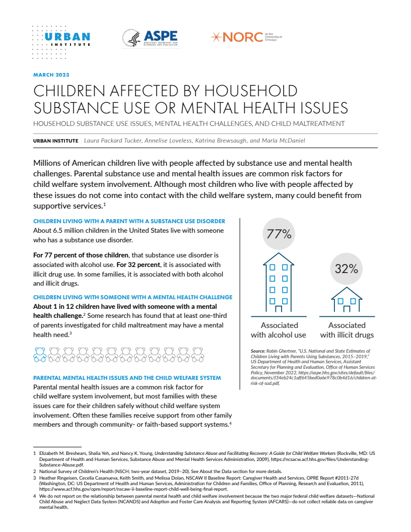 Household Substance Use Issues, Mental Health Challenges, and Child Maltreatment