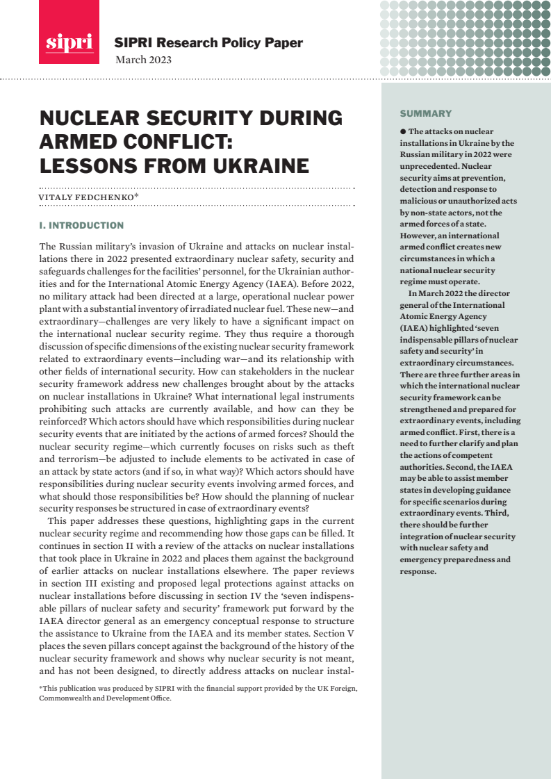 Nuclear Security During Armed Conflict: Lessons From Ukraine