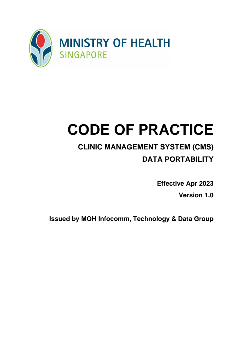 Code of Practice for Clinic Management System Data Portability
