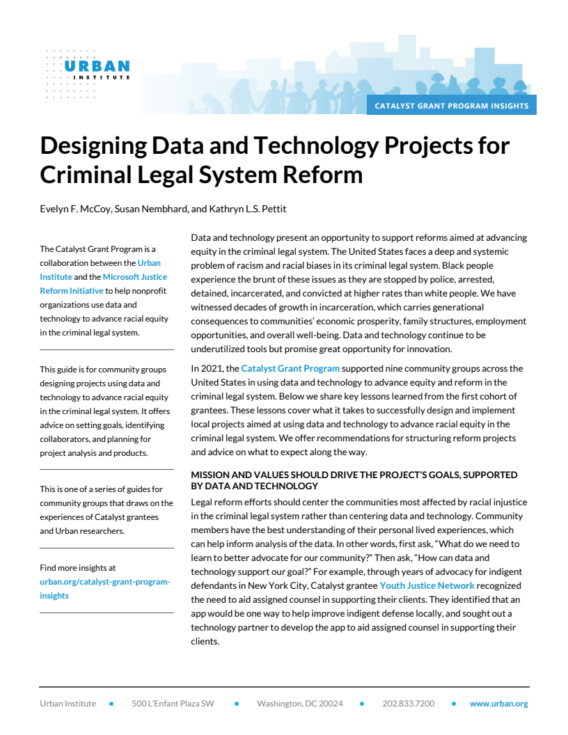 Designing Data and Technology Projects for Criminal Legal System Reform