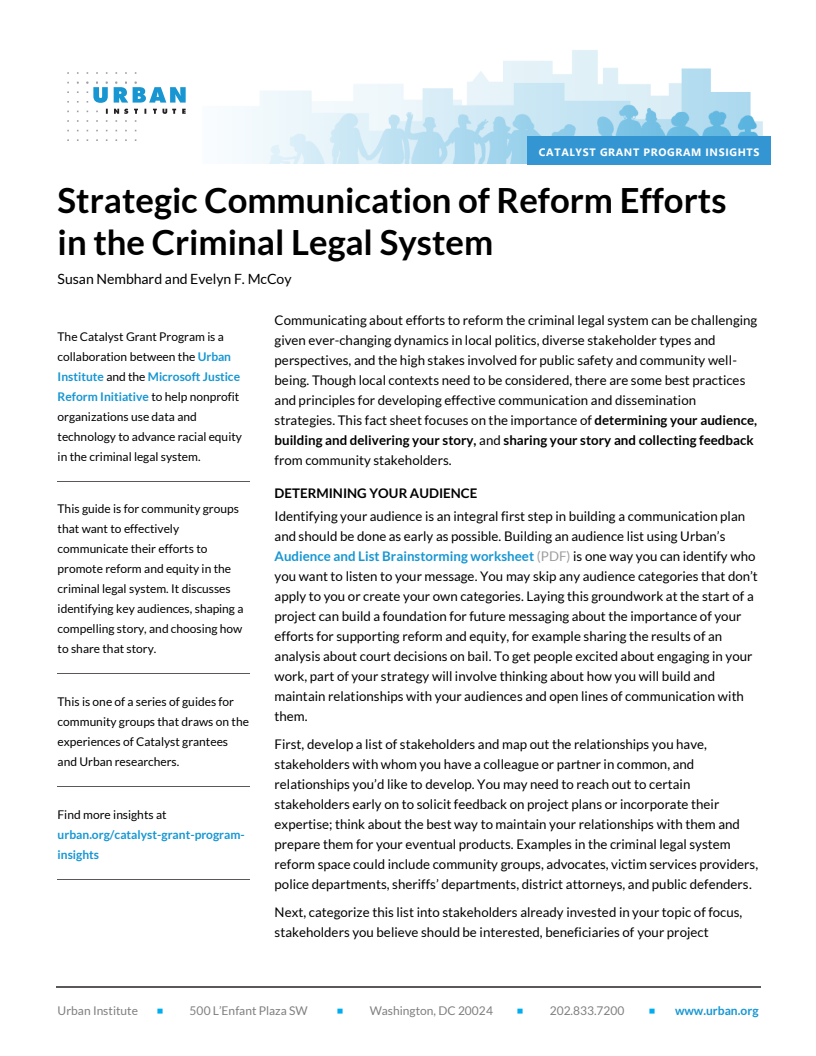 Strategic Communication of Reform Efforts in the Criminal Legal System