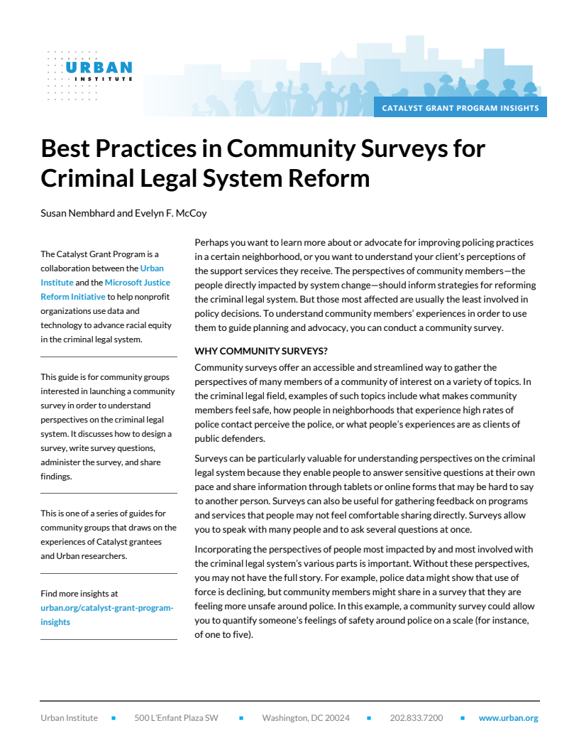 Best Practices in Community Surveys for Criminal Legal System Reform 