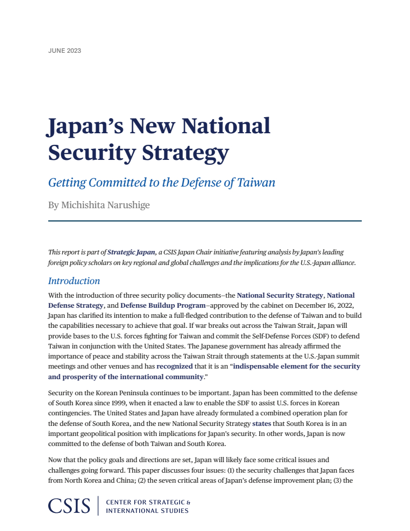 Japan's New National Security Strategy