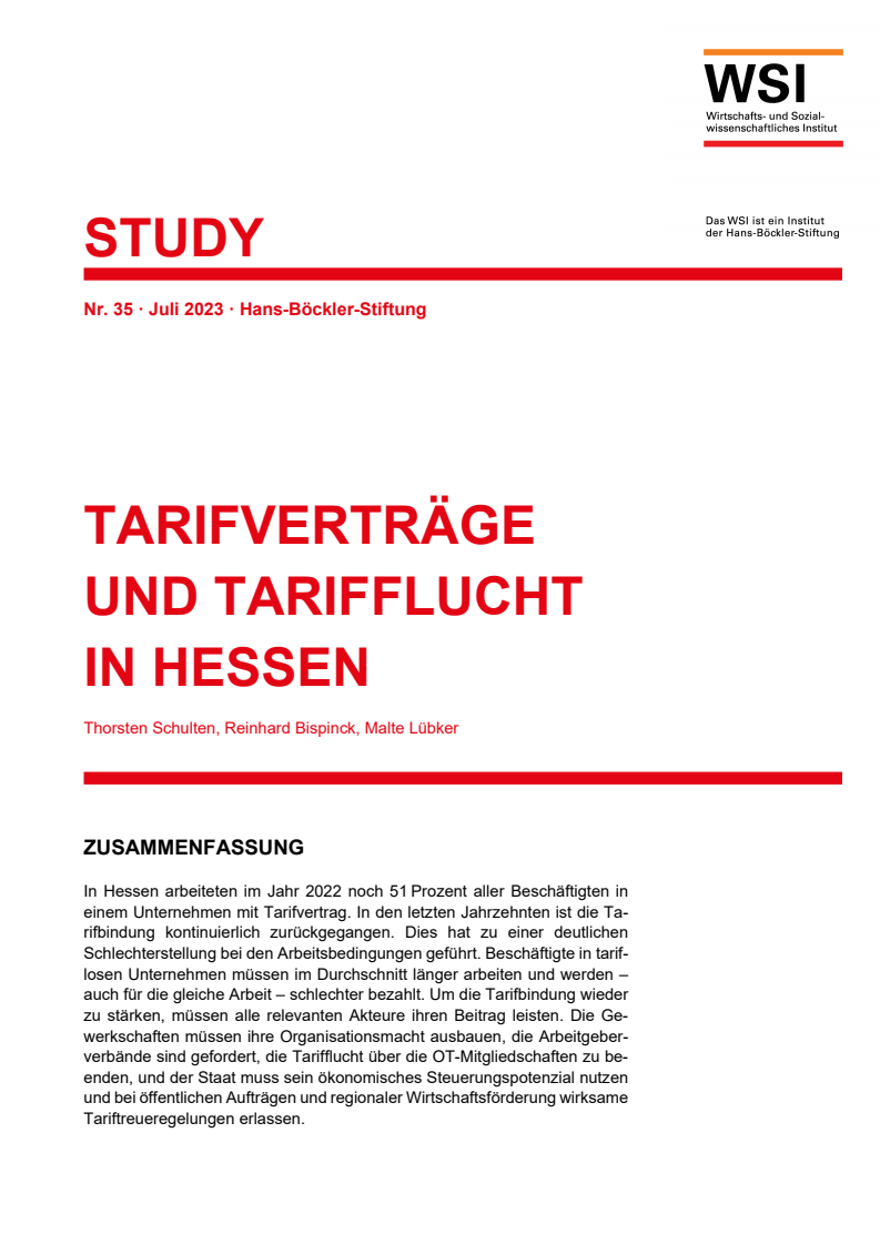 Tarifverträge und Tarifflucht in Hessen
