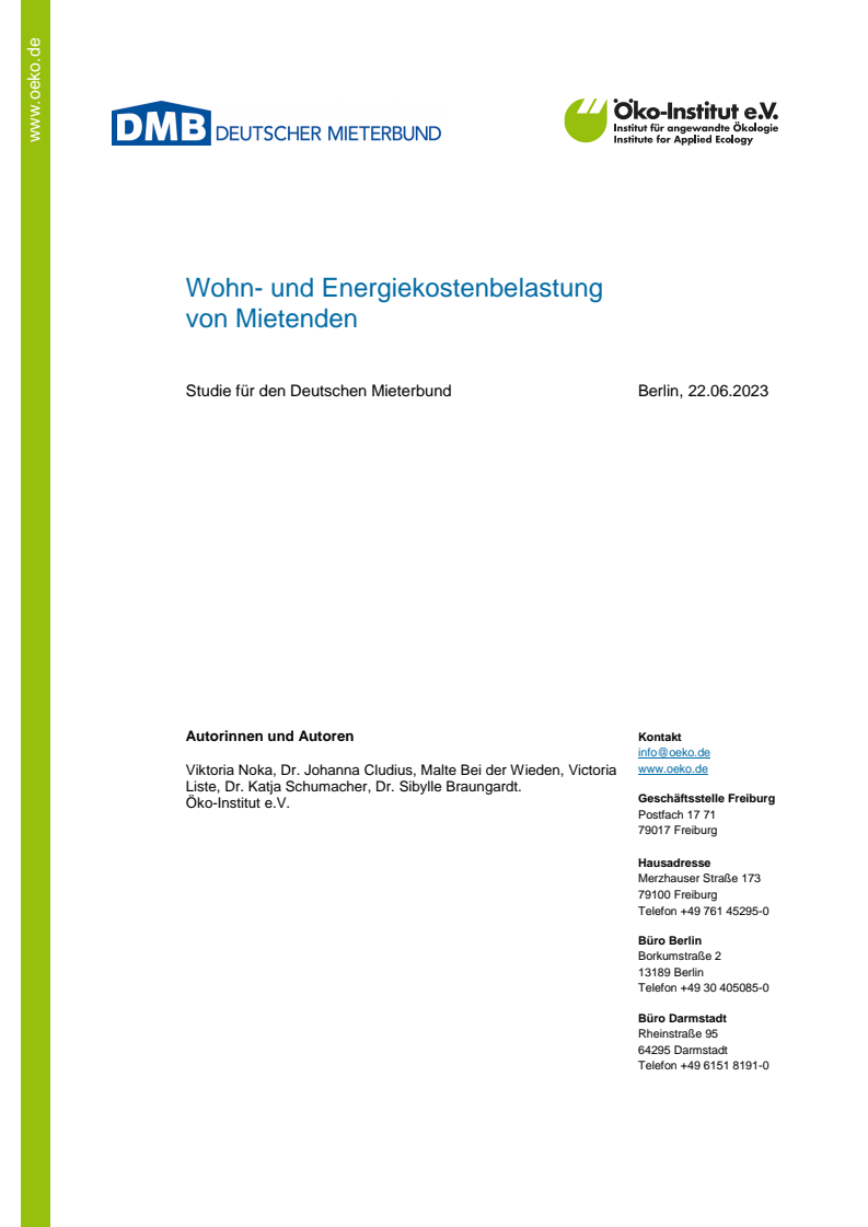 Wohn- und Energiekostenbelastung von Mietenden: Studie für den Deutschen Mieterbund