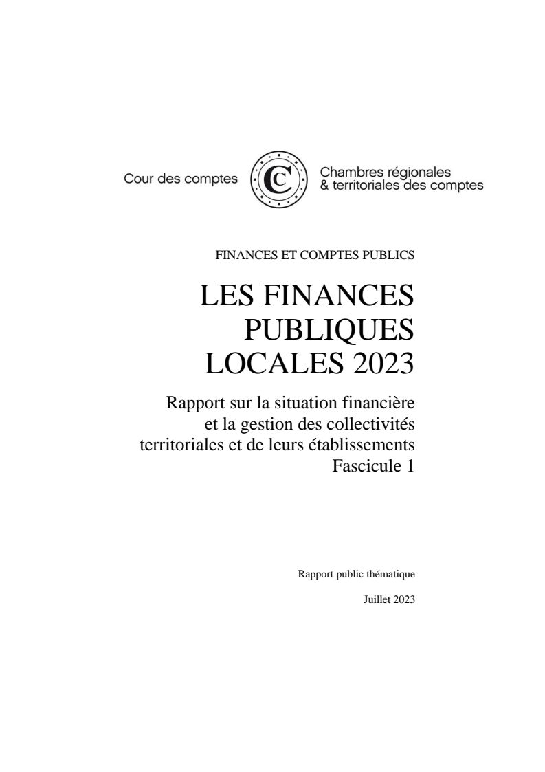 Finances publiques locales 2023: Fascicule 1