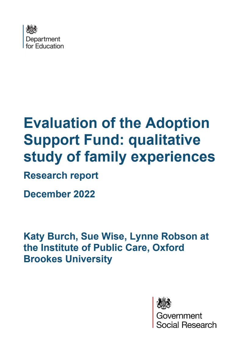 Evaluation of the Adoption Support Fund: qualitative study of family experiences