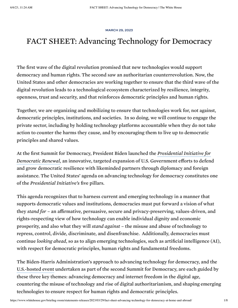 Advancing Technology for Democracy