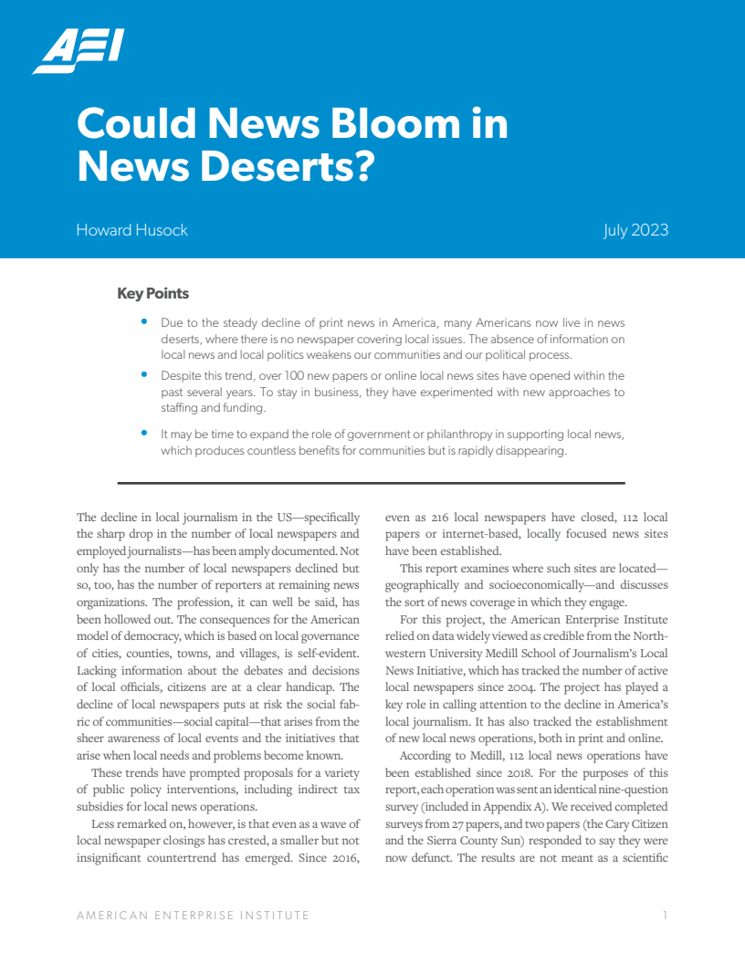 Could News Bloom in News Deserts?
