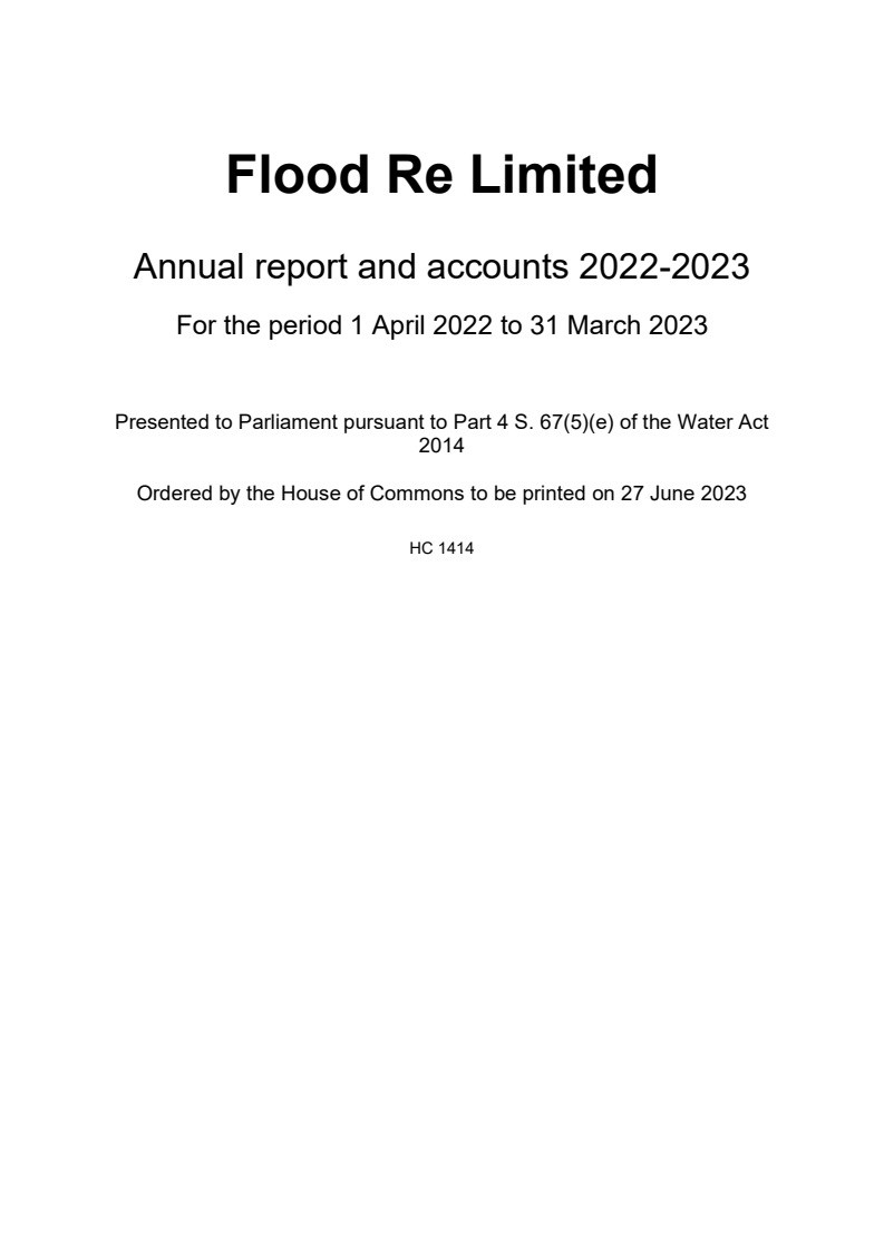 Flood Re Limited: Annual report and accounts 2022-2023