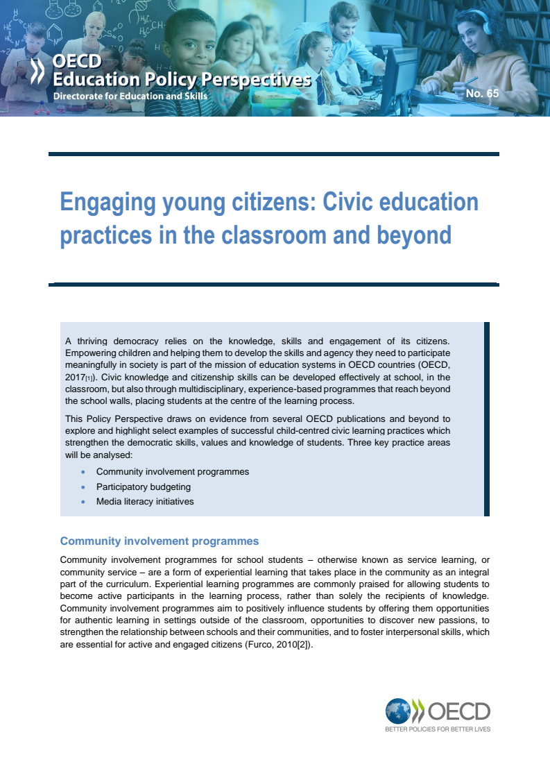 Engaging young citizens: Civic education practices in the classroom and beyond