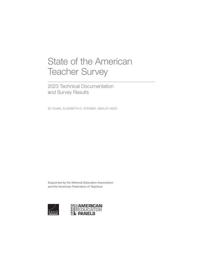 State of the American Teacher Survey: 2023 Technical Documentation and Survey Results