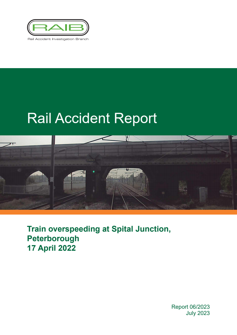 Rail Accident Report: Train overspeeding at Spital Junction, Peterborough