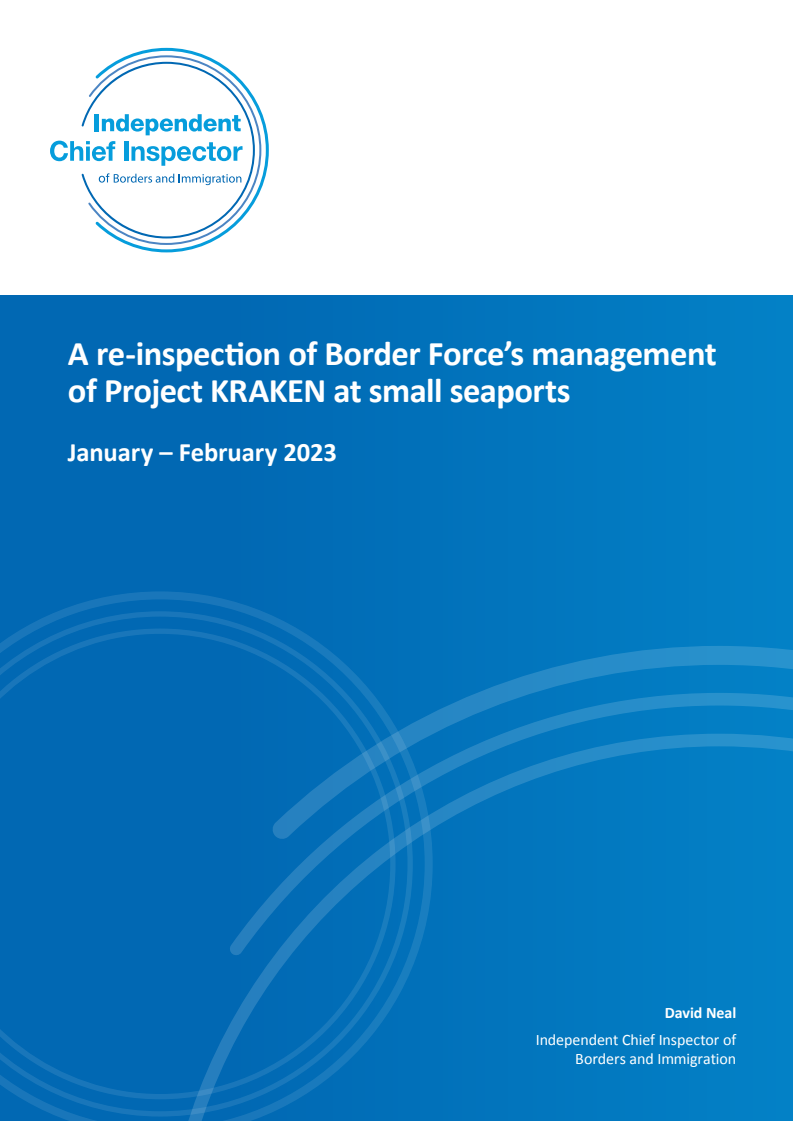 A re-inspection of Border Force's management of Project KRAKEN at small seaports: January – February 2023